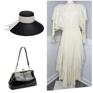 DECISIONS IVORY VINTAGE LACE DRESS / PRELOVED/ Size 8